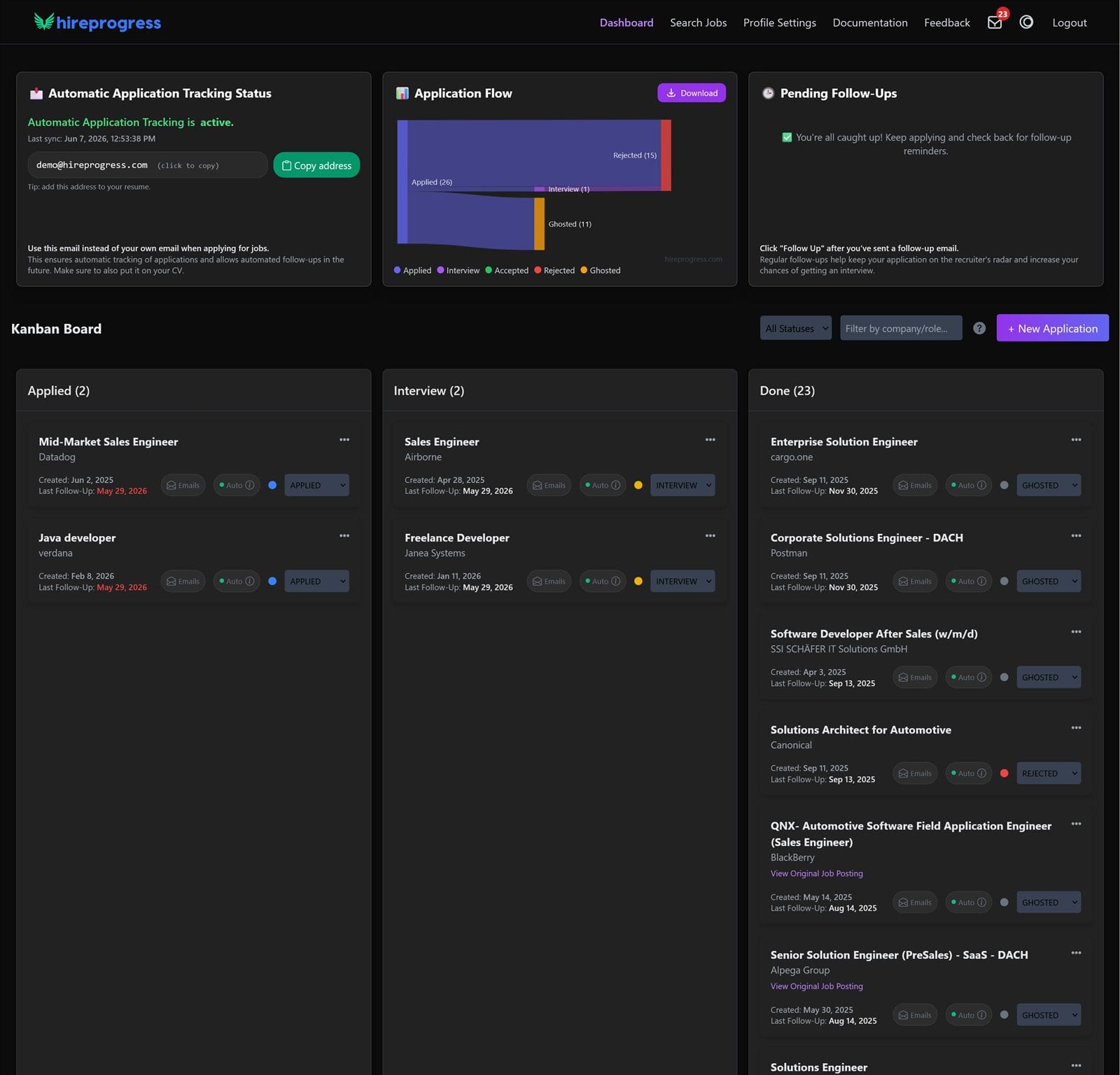 Job Tracking Dashboard