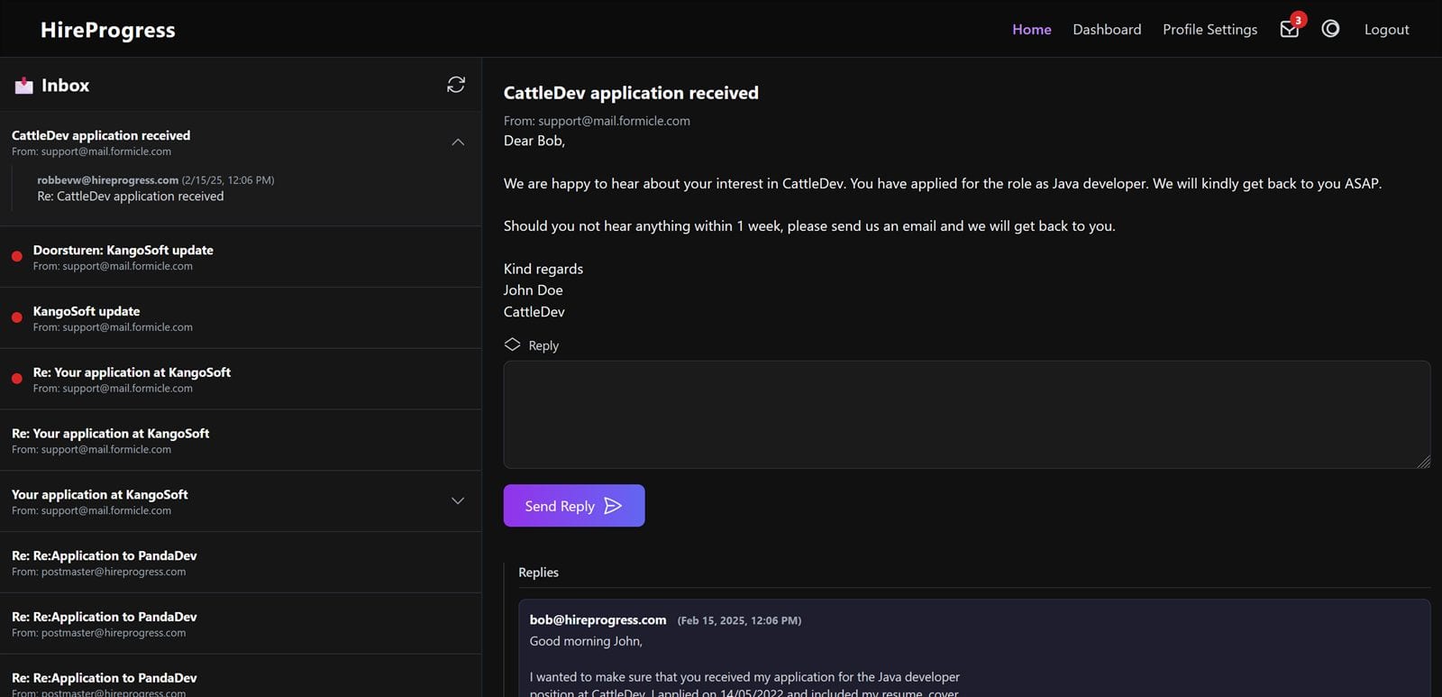 Automated Job Application Mailbox